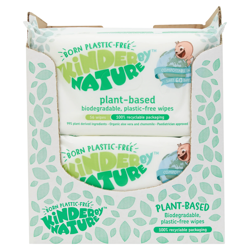 Kinder by Nature 100% Biodegradable Plant-Based Baby Wipes - 672 Count (12 packs of 56 wipes) - BIG FRENCHIES