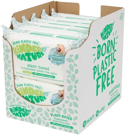 Kinder by Nature 100% Biodegradable Plant-Based Baby Wipes - 672 Count (12 packs of 56 wipes) - BIG FRENCHIES