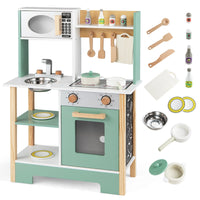 Play Kitchen Wooden Toy Kitchen Playset with Chalkboard Birthday Gift for Kids Aged 3 +