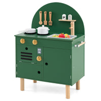 Play Kitchen for Kids Wooden Kitchen Playset with Stoves Faucet Sink Microwave and Oven