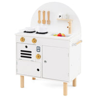 Play Kitchen for Kids Wooden Kitchen Playset with Stoves Faucet Sink Microwave and Oven