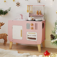 Play Kitchen for Kids Wooden Kitchen Playset with Stoves Sink Faucet and Oven