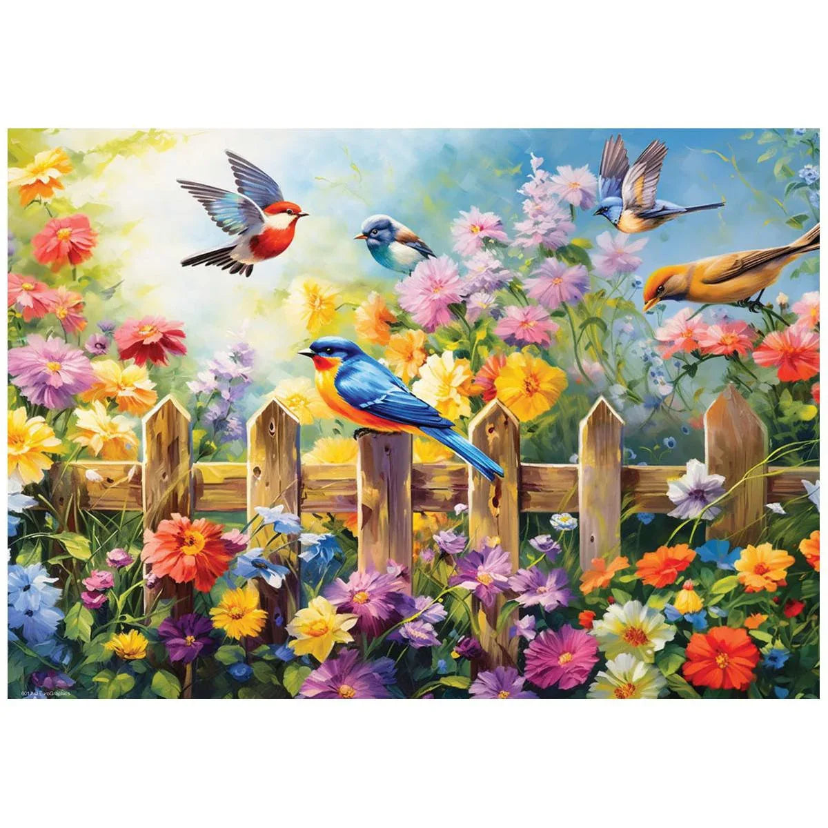Playful Garden Birds 24 Connecting Pieces Jigsaw Puzzle Eurographics - BIG FRENCHIES