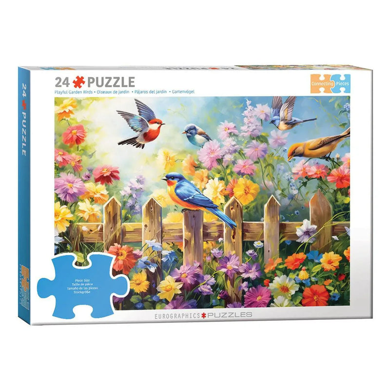 Playful Garden Birds 24 Connecting Pieces Jigsaw Puzzle Eurographics - BIG FRENCHIES