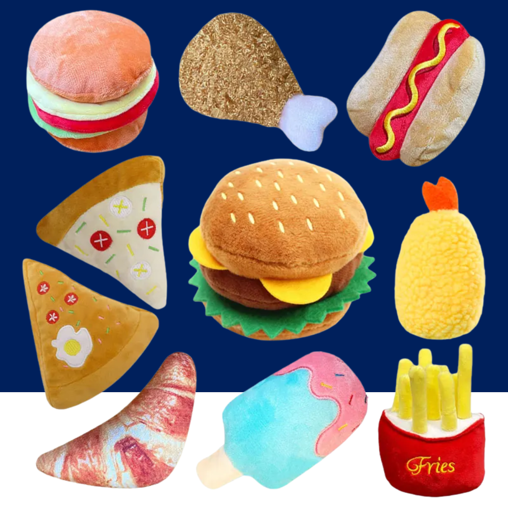 Plush Dog Toys – Squeaky Ice Cream, Fries & Hamburger Set - BIG FRENCHIES