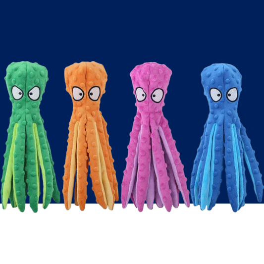 Plush Octopus Dog Toy – Bite Resistant, Squeaky & Interactive - BIG FRENCHIES