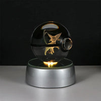 Pokemon 3D Crystal Ball Pikachu Gengar Eevee Mewtwo Anime Pokeball with Led Night Light Base