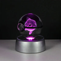 Pokemon 3D Crystal Ball Pikachu Gengar Eevee Mewtwo Anime Pokeball with Led Night Light Base