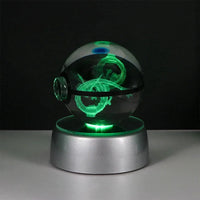 Pokemon 3D Crystal Ball Pikachu Gengar Eevee Mewtwo Anime Pokeball with Led Night Light Base