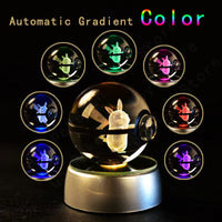 Pokemon 3D Crystal Pokeball with LED Light Base, Kids Anime Toy Gifts 2 in