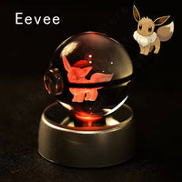 Pokemon 3D Crystal Pokeball with LED Light Base, Kids Anime Toy Gifts 2 in
