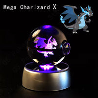 Pokemon 3D Crystal Pokeball with LED Light Base, Kids Anime Toy Gifts 2 in