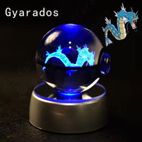 Pokemon 3D Crystal Pokeball with LED Light Base, Kids Anime Toy Gifts 2 in