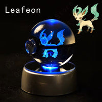 Pokemon 3D Crystal Pokeball with LED Light Base, Kids Anime Toy Gifts 2 in