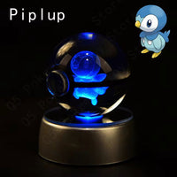 Pokemon 3D Crystal Pokeball with LED Light Base, Kids Anime Toy Gifts 2 in