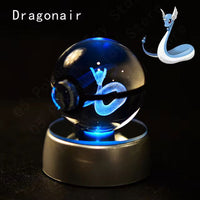 Pokemon 3D Crystal Pokeball with LED Light Base, Kids Anime Toy Gifts 2 in