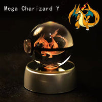 Pokemon 3D Crystal Pokeball with LED Light Base, Kids Anime Toy Gifts 2 in