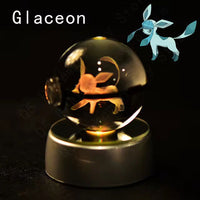 Pokemon 3D Crystal Pokeball with LED Light Base, Kids Anime Toy Gifts 2 in