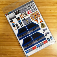 Police: Reusable Decals for Customizing Magnetic Tiles, Plastic Bricks, and more - BIG FRENCHIES
