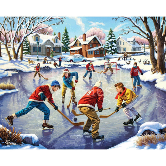 Pond Hockey 1000 Piece Jigsaw Puzzle Boardwalk