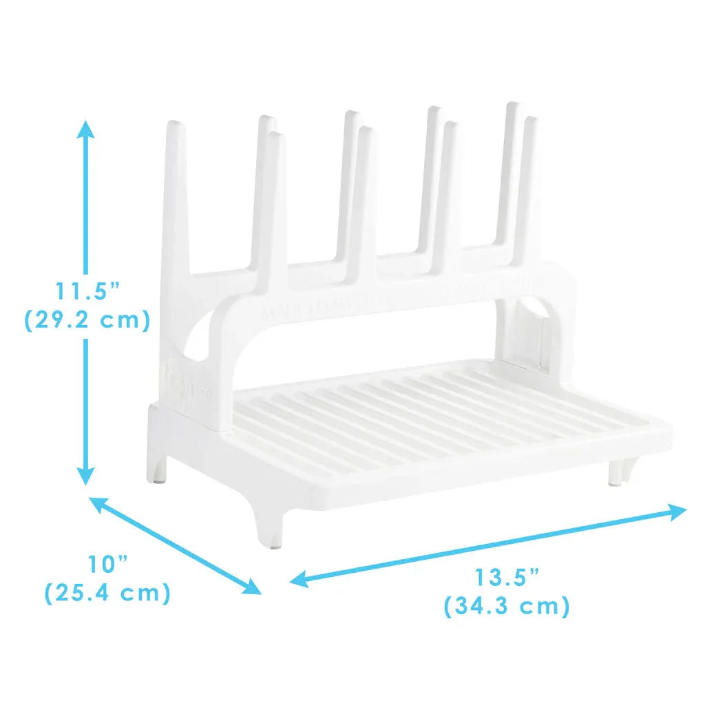 PopYum Glacier White Space Saving Drying Rack from 100% Recycled Bottles, countertop for Baby Bottles, Plastic Bags, Cups, Glass, tumblers, Compact - BIG FRENCHIES