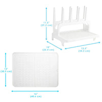 PopYum Glacier White Drying Rack from 100% Recycled Bottles with Silicone Drying Mat, countertop for Baby Bottles, Plastic Bags, Cups, Compact - BIG FRENCHIES