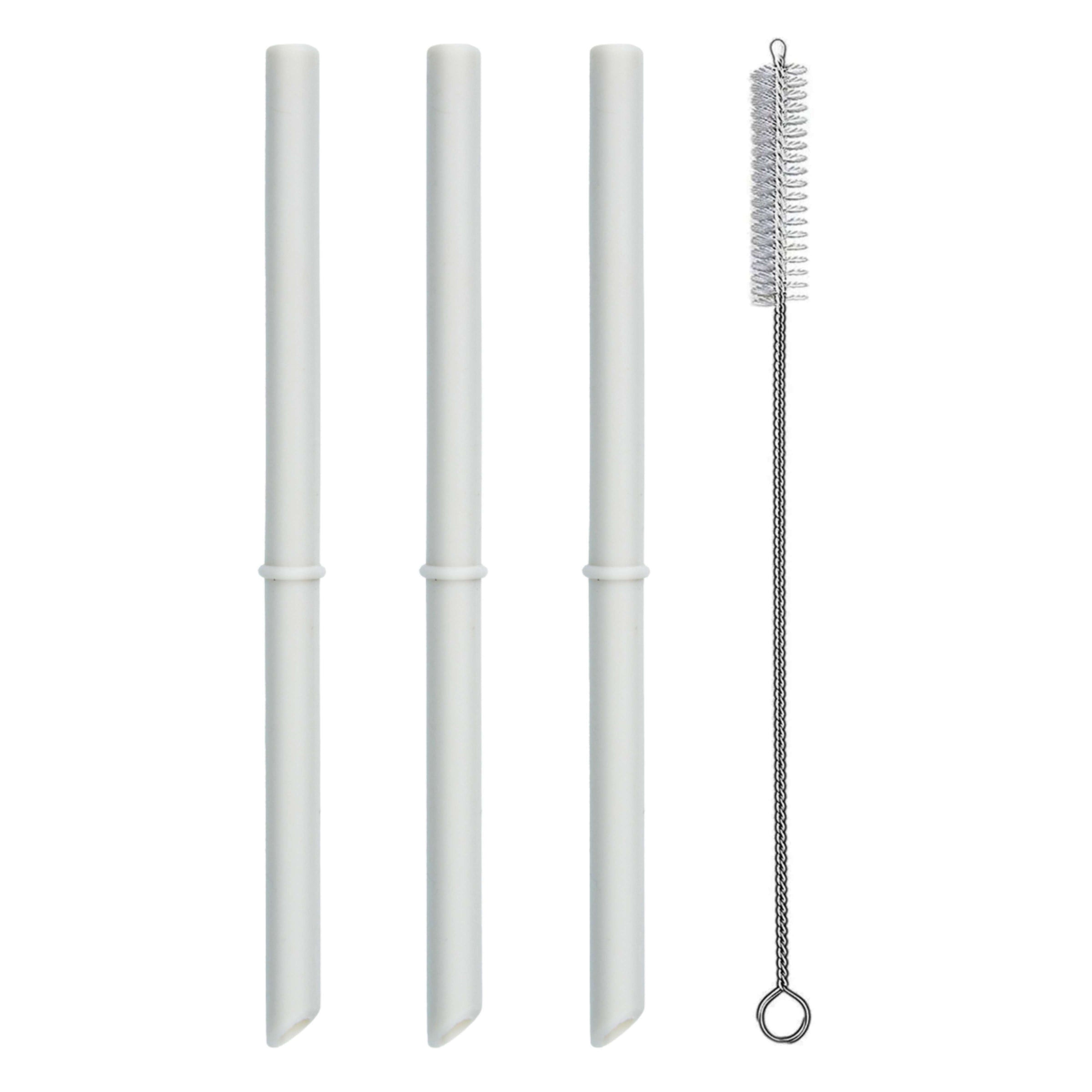 PopYum Replacement Straws for 9oz Kids Cup, 3-Pack with Cleaning Brush, Seattle Grey