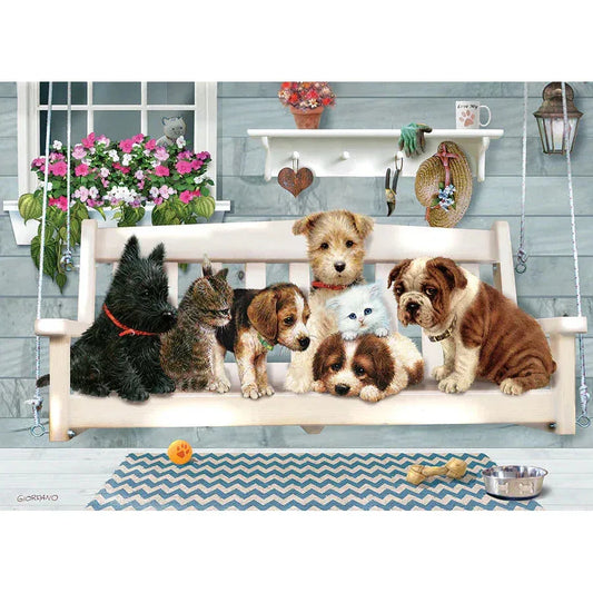 Porch Pals 350 Piece Family Jigsaw Puzzle Cobble Hill - BIG FRENCHIES