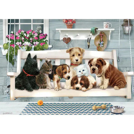 Porch Swing Buddies 35 Piece Tray Jigsaw Puzzle Cobble Hill - BIG FRENCHIES