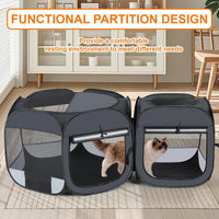 Portable Cat & Dog Playpen 2-in-1 Foldable Indoor Pet Tent Large Collapsible