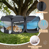 Portable Cat & Dog Playpen 2-in-1 Foldable Indoor Pet Tent Large Collapsible