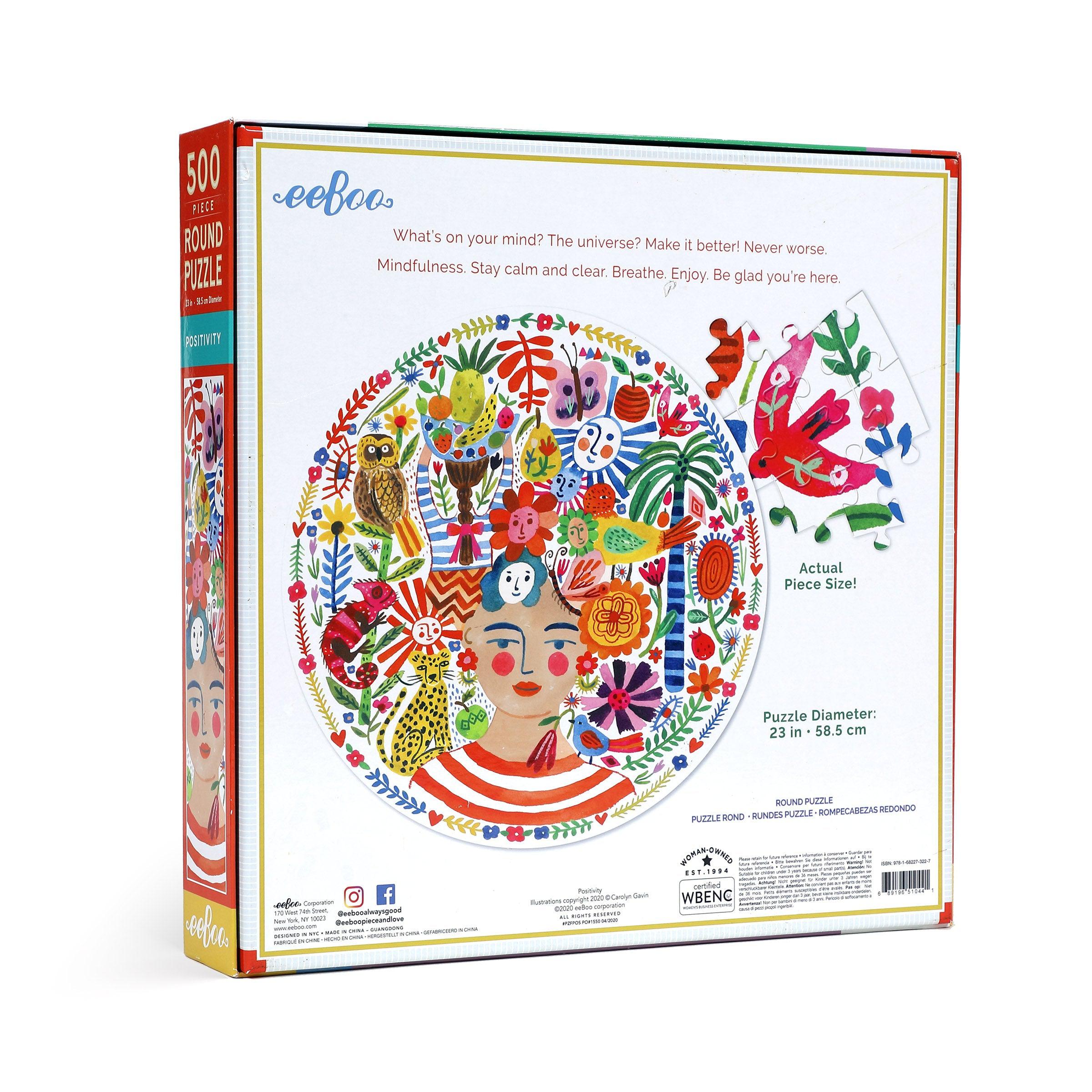 Positivity 500 Piece Round Jigsaw Puzzle eeBoo