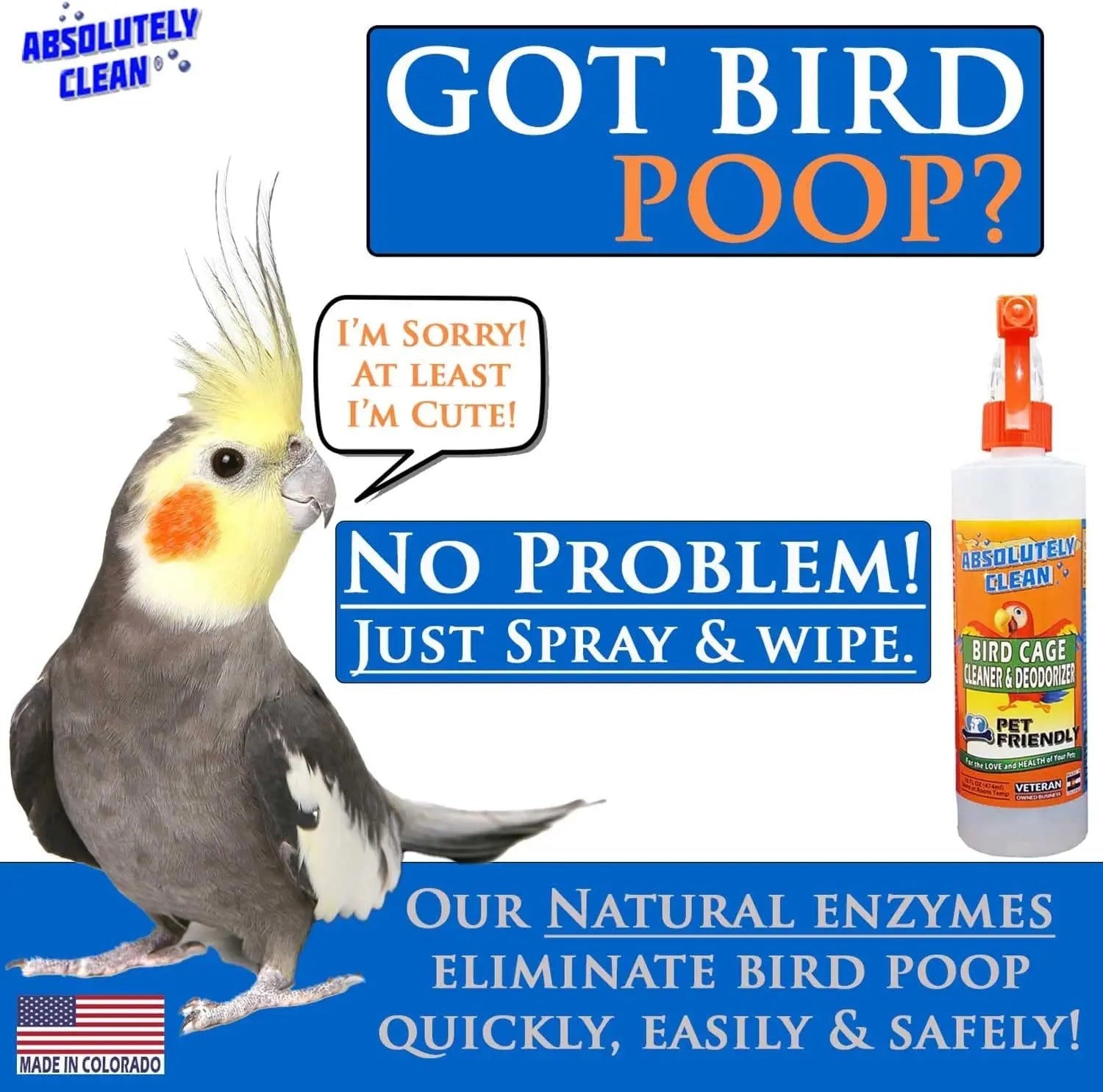 Bird Cage Cleaner & Deodorizer – 4X Concentrate
