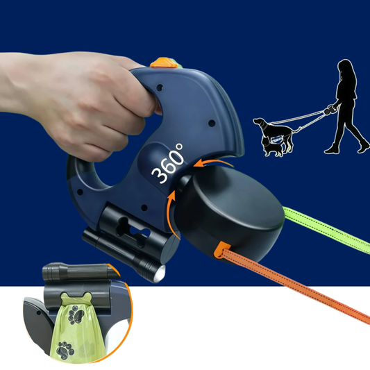 Premium 3M Retractable Double Dog Leash – Reflective 360° Swivel No-Tangle Lead with LED Lights for Small Dogs - BIG FRENCHIES