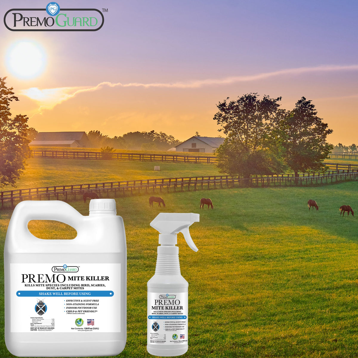 Mite Killer Spray 128 oz | Natural & Non-Toxic | Premo Guard