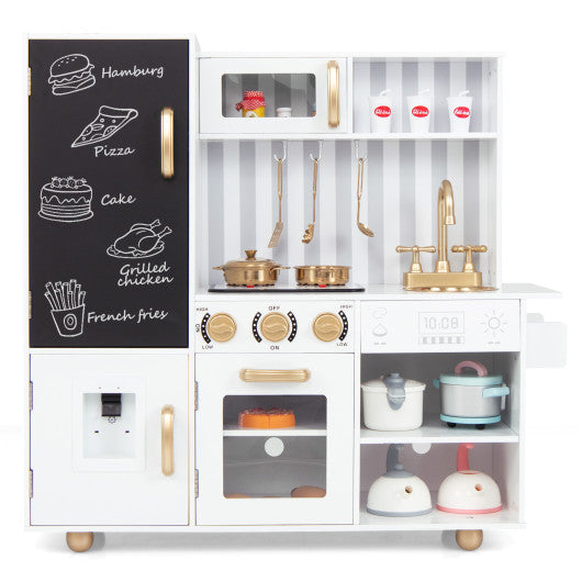 Pretend Play Kitchen for Kids with Real Sounds and Lights-White - BIG FRENCHIES