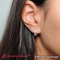 Channel Set Huggie Hoop Earring