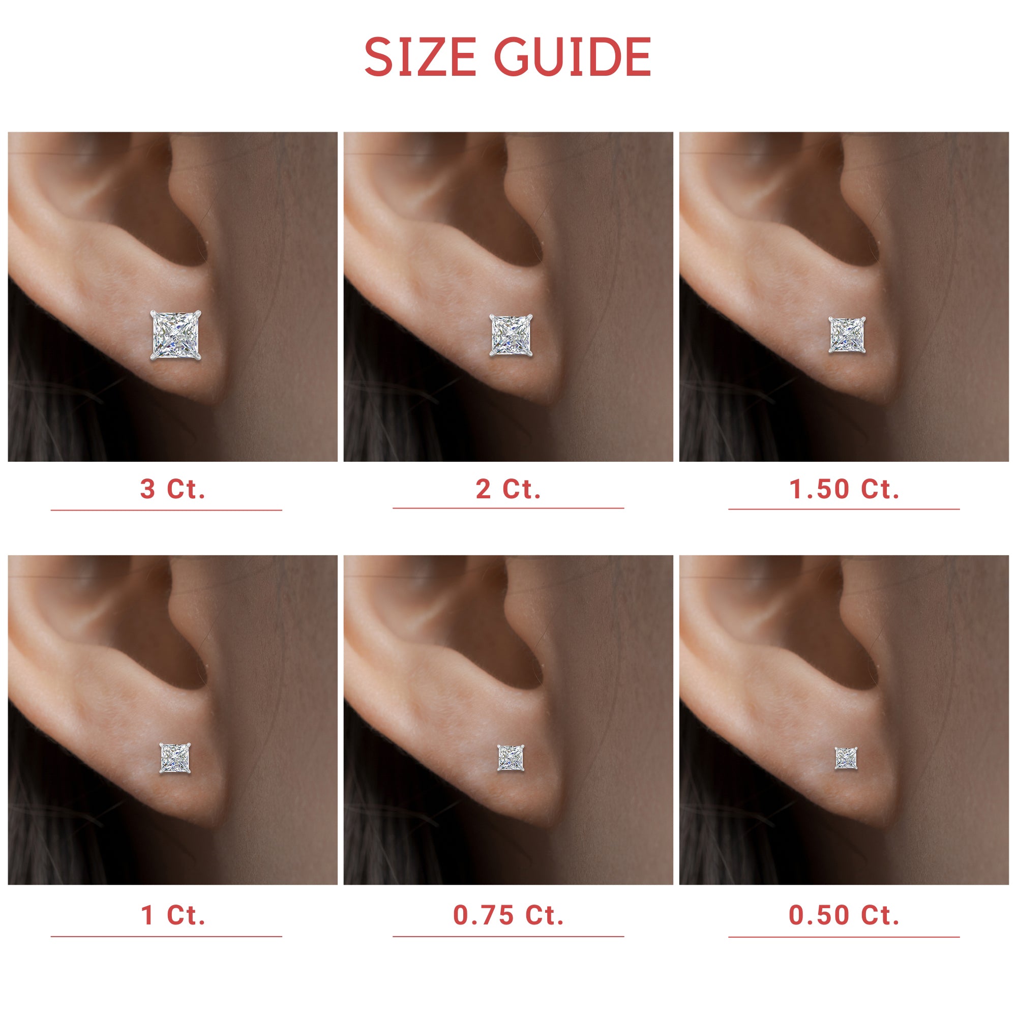 Princess-Cut Diamond Solitaire Stud Earrings (1 - 10ct | GIA & IGI Certified)