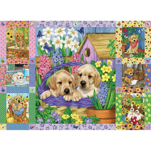 Puppies & Posies 1000 Piece Jigsaw Puzzle Cobble Hill - BIG FRENCHIES