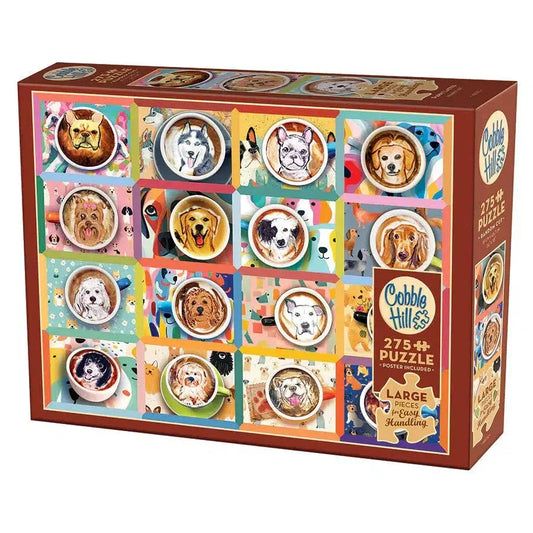Puppy Lattes 275 Large Piece Jigsaw Puzzle Cobble Hill - BIG FRENCHIES