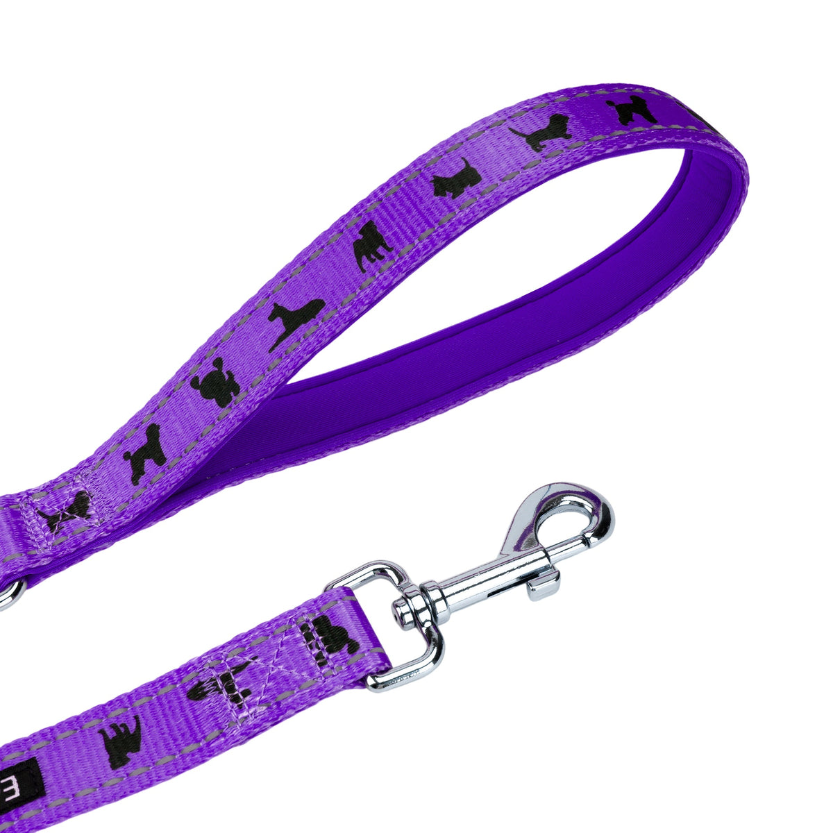 EcoBark Purple Dog Leash- Padded Comfort Grip Leash Dog Pattern - 4ft, 5ft, and 6ft for XS, Small, and Medium Dogs - BIG FRENCHIES
