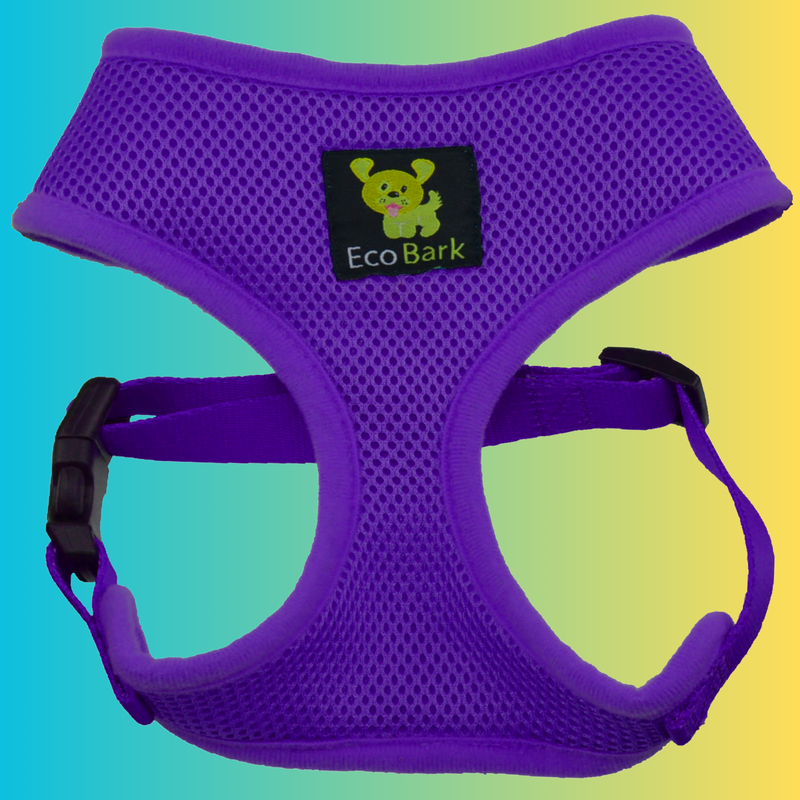 EcoBark Purple Dog Harness - Over-the-Head Soft Mesh Dog Vest Halter for Small to Medium Dogs and Puppies - BIG FRENCHIES