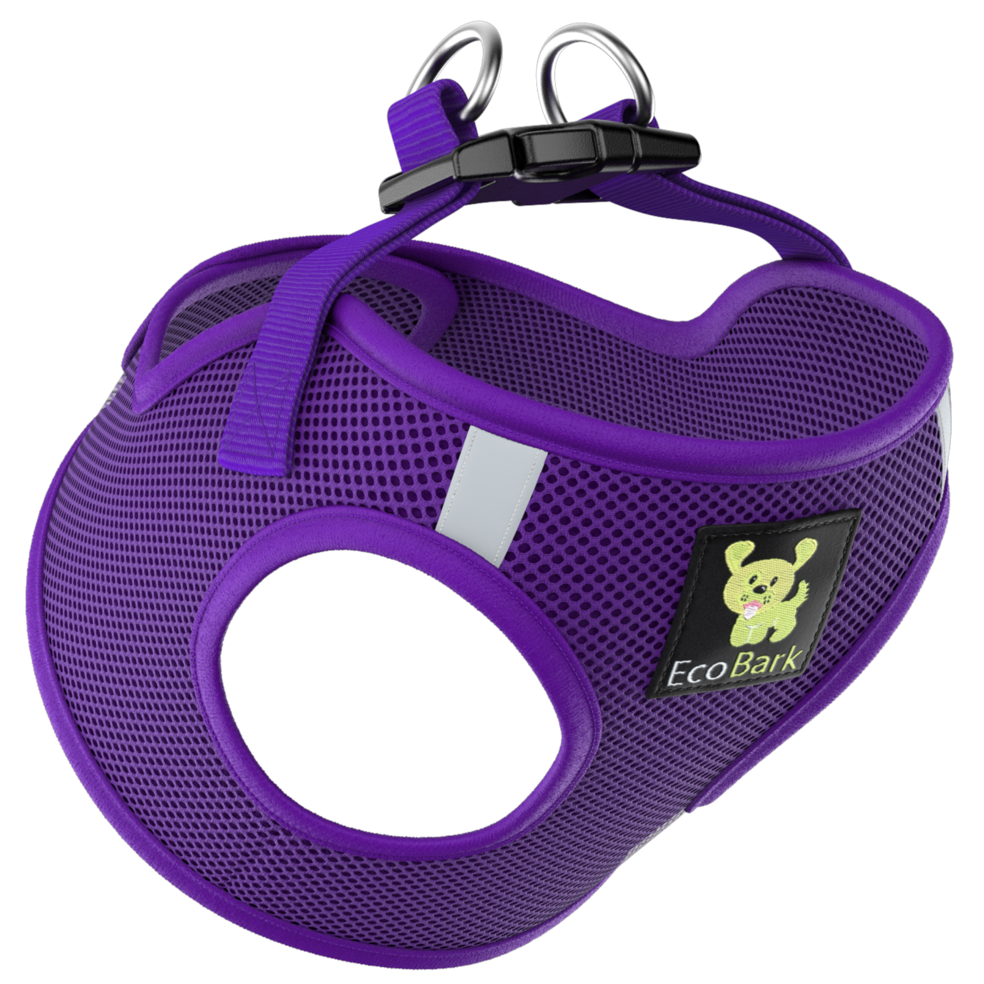 EcoBark Purple Step In Dog Harness - Rapid Fastener Reflective Soft Mesh Dog Vest Halter for Small Dogs and Puppies - BIG FRENCHIES