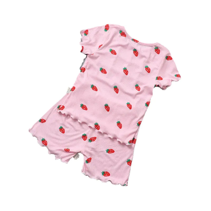 Summer Bear Pajama Set for Baby Girls (T-shirt & Shorts) - # BAAA81810011