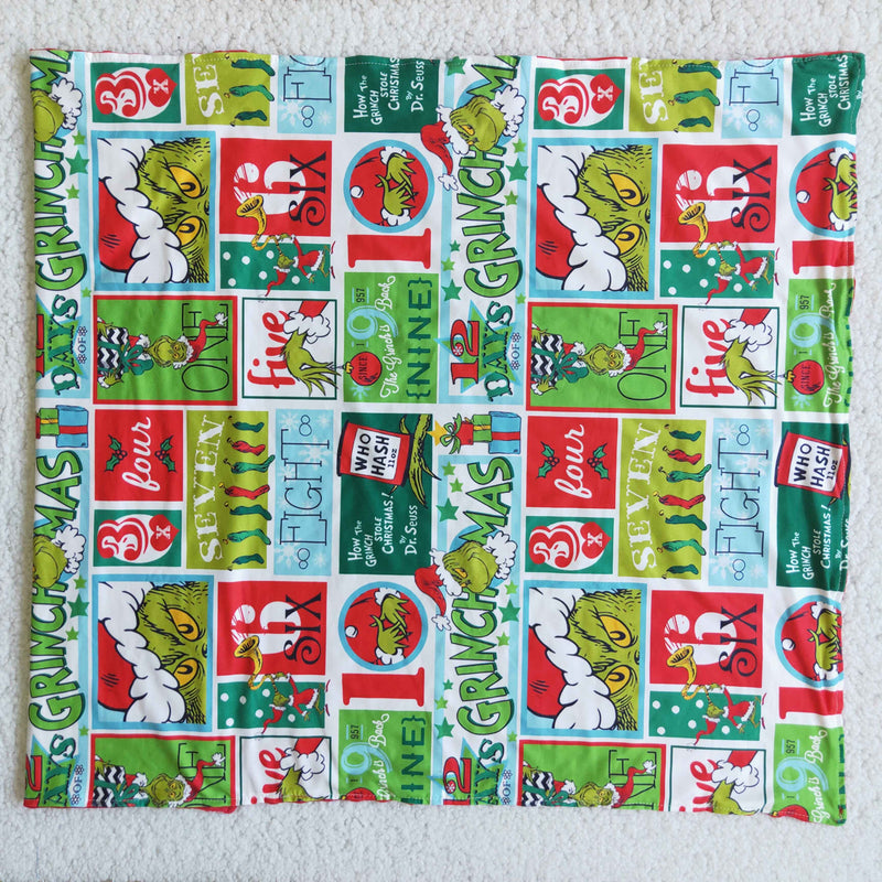 Print and red minky green face Christmas blankets - BIG FRENCHIES