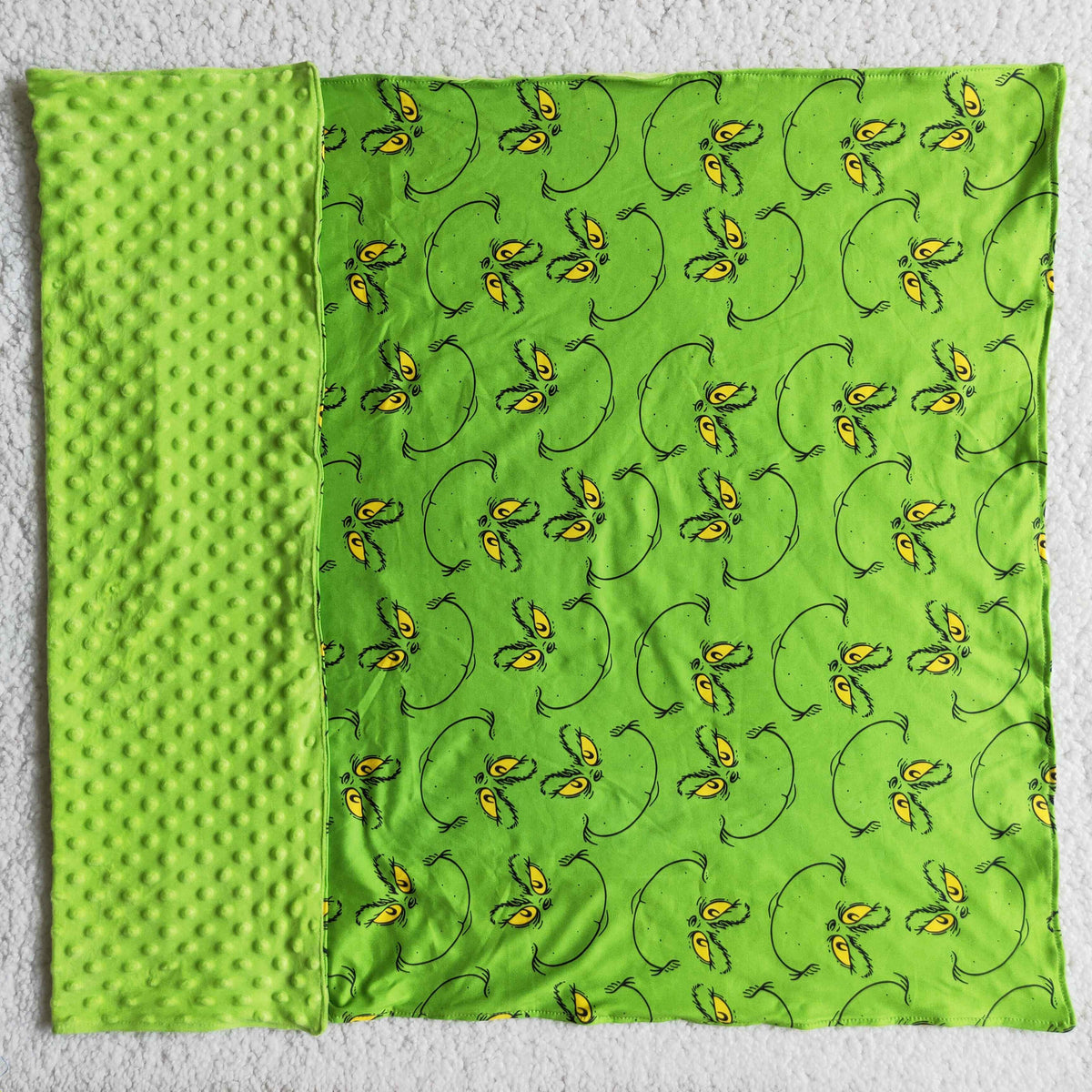 Green face print milk silk and minky baby girls Christmas blankets - BIG FRENCHIES