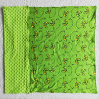 Green face print milk silk and minky baby girls Christmas blankets - BIG FRENCHIES