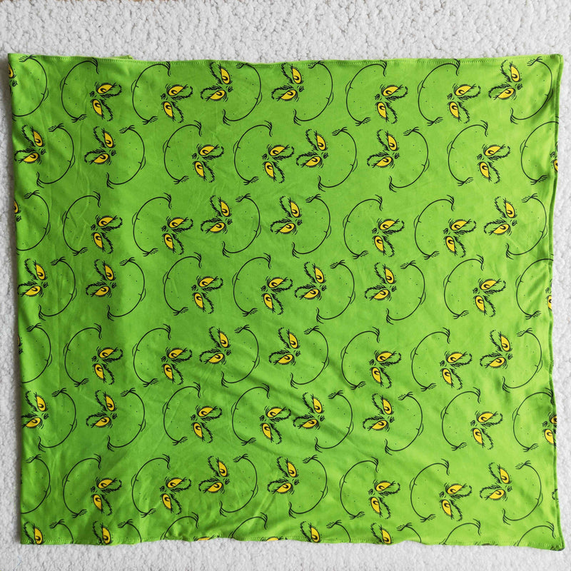 Green face print milk silk and minky baby girls Christmas blankets - BIG FRENCHIES