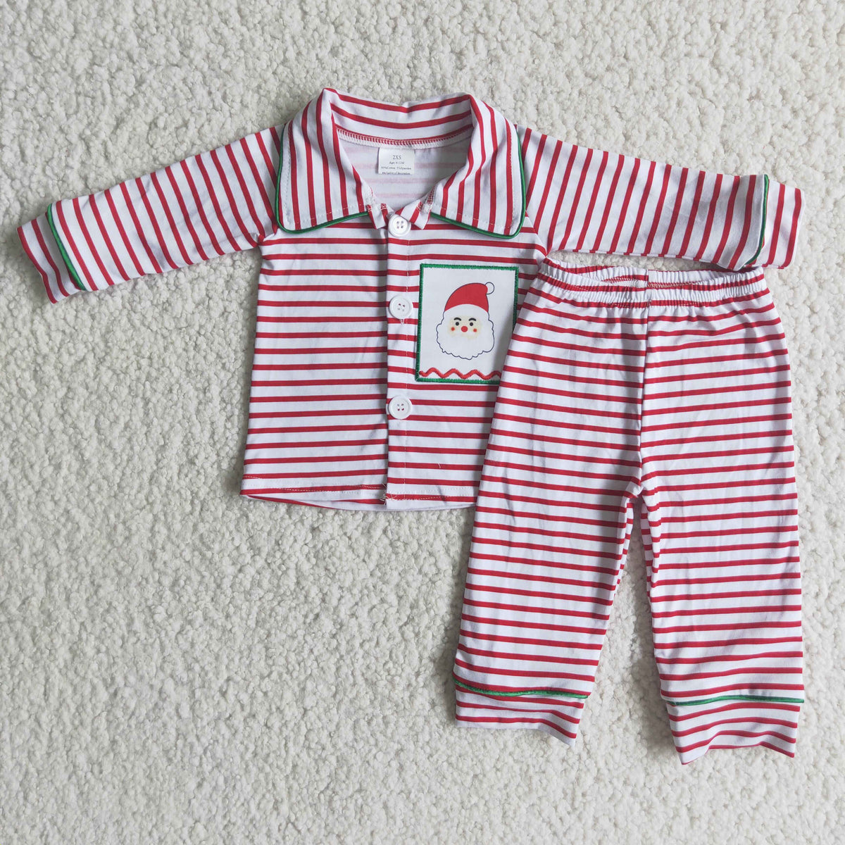 Santa applique pajamas boy Christmas sleep wear - BIG FRENCHIES