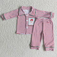 Santa applique pajamas boy Christmas sleep wear - BIG FRENCHIES